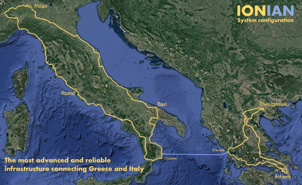 The system will offer a high capacity, reliable, international fibre route linking Athens with Milan. 